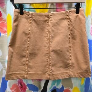 Free People orange/tan mini‎ skirt stretch denim size 10